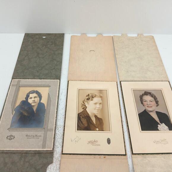 Lot of 3 Vintage 1930s-40s Portrait Photos Women Wenatchee WA Studios Framed - Picture 1 of 16